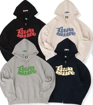 That's life 그레이 집업 후드티