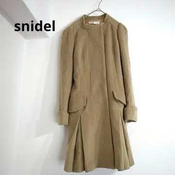 [snidel] 롱 플레어 코트 트렌치 코트 리본 베이지 노카라