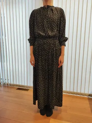 SHIPS 도트 개더 백 타이 원피스