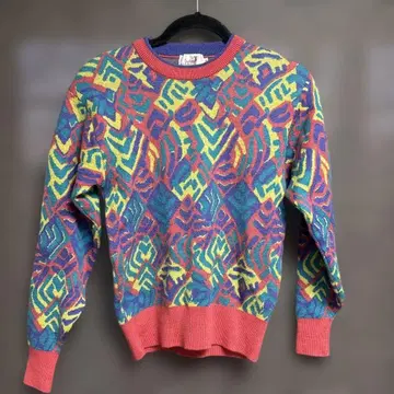 Dunlop 다색 긴팔 스웨터 M 던롭 스웨터 컬러풀 구제 의류 레어