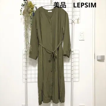 새상품급 LEPSIM 올리브색 V넥 부드러운 긴팔 원피스 F