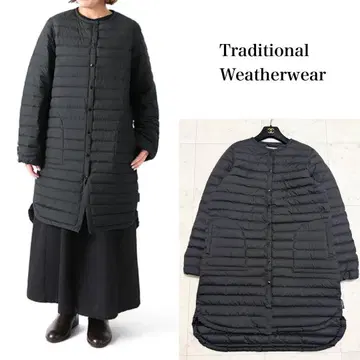 컨디션 최상 트래디셔널 웨더웨어 노카라 다운 코트 블랙 경량