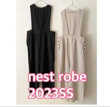 nest robe 블랙 린넨 버튼 살로펫