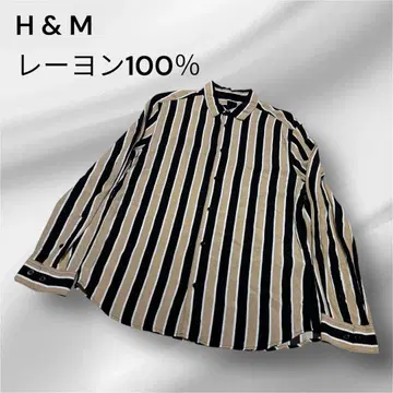 H&M 스트라이프 패턴 긴팔 셔츠 레이온 100%