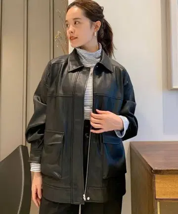 Ray BEAMS 인조 가죽 블루종