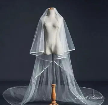 롱 웨딩 베일 화이트 튤