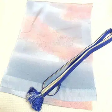 화 4 오비 장식 천 허리띠 노을 꽃 파랑 핑크 탁함