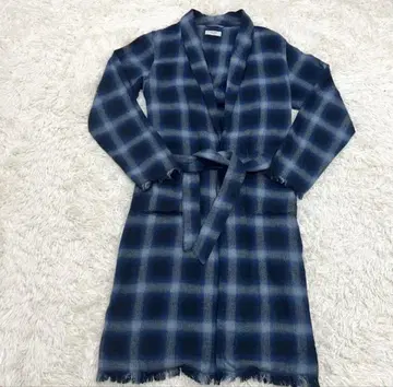 EDITION TOKYO 네이비 옴브레 체크 가운 코트