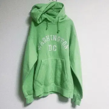 구제 의류 N&T WASHINGTON DC 자수 후드티 그린 속기모