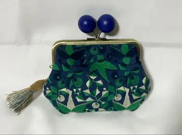 신규 패턴 점과 선 무늬 제작소 버드 나무 구슬 모자 가마구치 미니 지갑