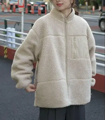 zootie 보아 자켓 아우터 부해 보이지 않는 보아 에크루 FREE