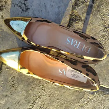 DURAS 레오파드 무늬 골드 앞코 펌프스 S