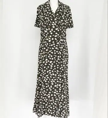 다크 그린 하트 무늬 셔츠 원피스