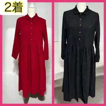 빨간색 블랙 네이비 셔츠 원피스 코듀로이 빅 사이즈 롱 드레스