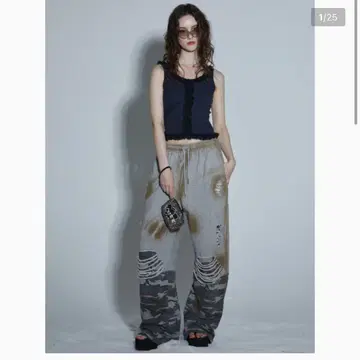 GATELESS 스웨트 팬츠 카모플라쥬 데미지 y2k