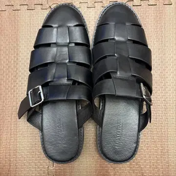 구르카 샌들 가죽 뜨개질 샌들 블랙