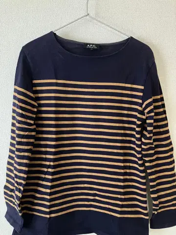 A.P.C. 스트라이프 티셔츠 XS 네이비/베이지