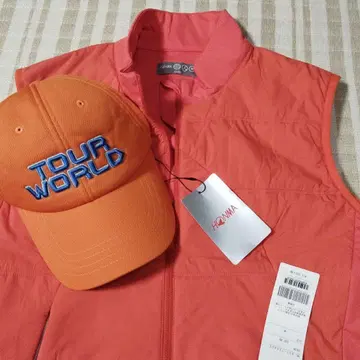 혼마 골프 스트레치 베스트 M 오렌지 컬러 캡 포함