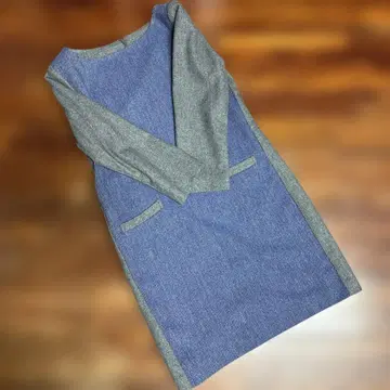 네이비 그레이 헤링본 원피스