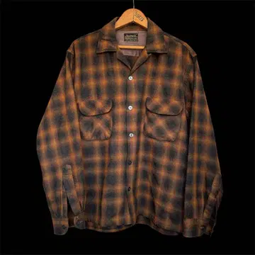 sears 옴브레 체크 70s 보드 셔츠 고배색 사이즈 L16 수축 없음