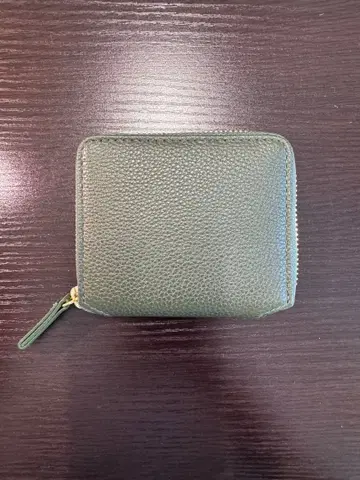 [ mura ] 여성용 미니 라운드 지퍼 천연 가죽 그린