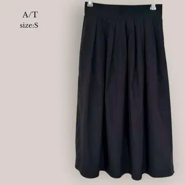 A/T 롱 플레어 스커트 종아리 기장 심플 블랙 일본제