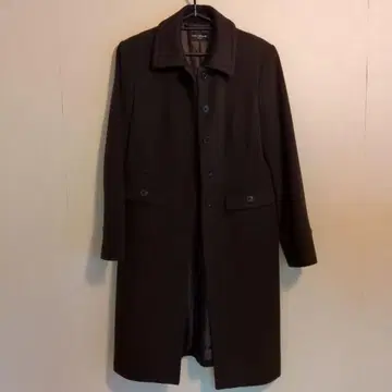 다크 브라운 롱 코트 버튼 포함