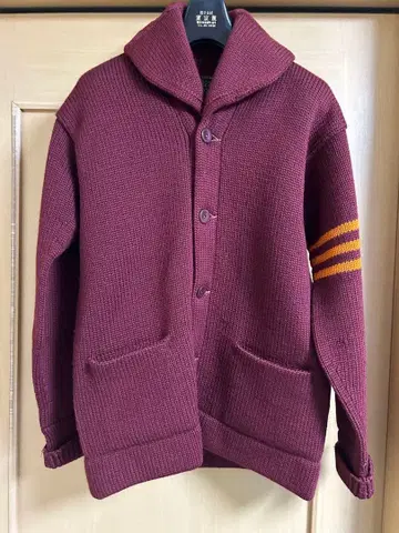 50s 버건디 숄카라 니트 가디건