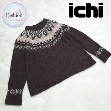 이치 노르딕 무늬 니트 스웨터 브라운 알파카 겨울 따뜻한