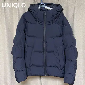 유니클로 후드 부착 다운 자켓 네이비