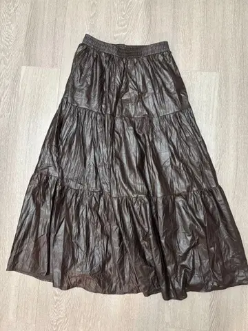 [ 새상품급 ] 다크 브라운 플레어 롱 스커트