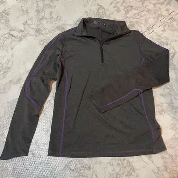 랄프 로렌 RLX 다크 그레이 하프 지퍼 긴팔 의류 보라색 라인