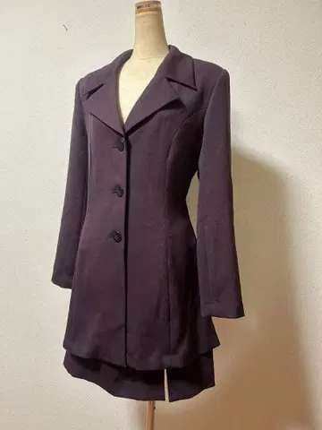 퍼플 더블 브레스트 롱 자켓