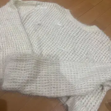 Chico 시스루 니트 긴팔 화이트 라메