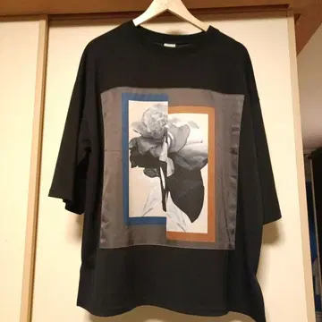 남성용 Casper John 블랙 보태니컬 무늬 오버 사이즈 T셔츠