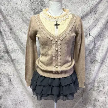 y2k 엑시즈팜 레이어드 스타일 니트 레이스 japancore 모리걸