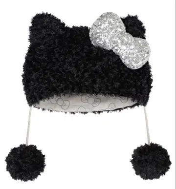 USJ 헬로키티 키티 폼폼 포함 햇 팬캡 블랙 실버