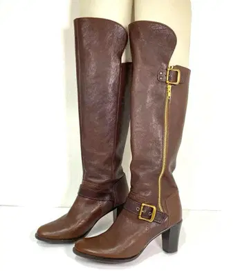 다이애나 롱 부츠 일본제 가죽 부츠 벨트 사이드 지퍼 24.5