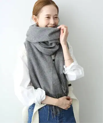 새상품 TWEED MILL 트위드밀 라무스울 대형 스톨