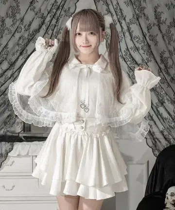 팔엘프 전체 레이스 케이프 블라우스