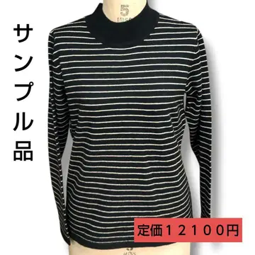 니트 스웨터 보더 하이넥 블랙 블랙 화이트 모노톤 풀오버