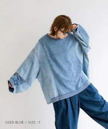 mililopiulu 케미컬 데님 쭈리 풀오버