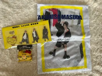 NEWS 마스다 타카히사 희로애락 T셔츠(희) 아크릴 키링 머리끈 세트