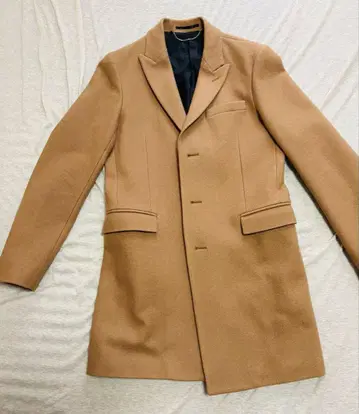 카멜 체스터 코트 롱 기장