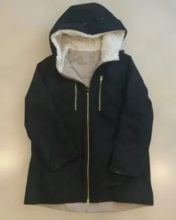 두클라쎄 매지컬 써모 보아 후드 코트 블랙 베이지 리버서블