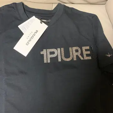 새상품 1PIU1UGUALE3 스톤 로고 T셔츠 L 블랙