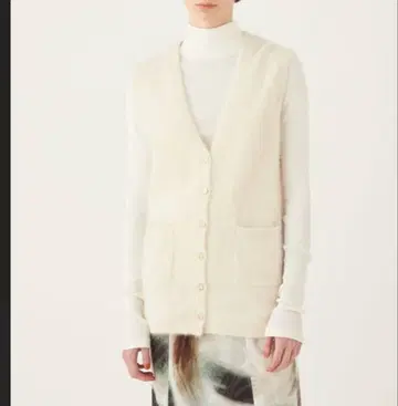 데프레 DES PRES 폭스 캐시미어 V넥 베스트