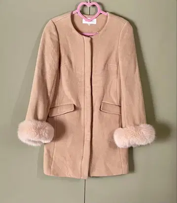 [ MISCH MASCH ] 노카라 퍼 소매 코트 베이지 M