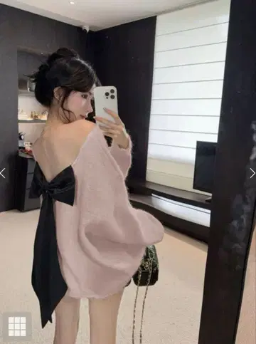 백 오픈 리본 니트탑[th005]