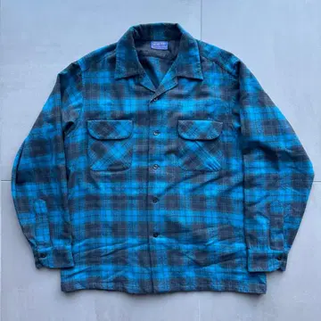 60s 펜들턴 옴브레 셔츠 블랙 블루 L 새상품급